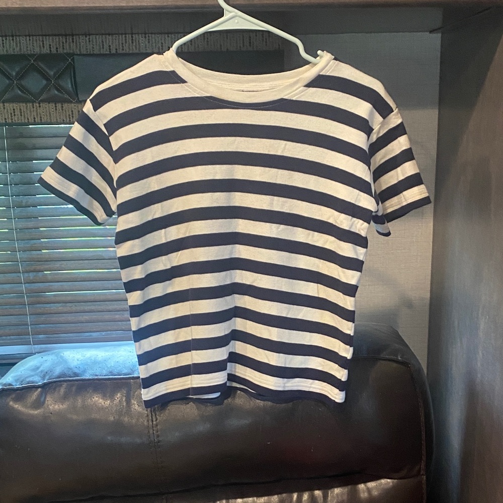 Charter Club Women’s Navy and White Striped Tee
